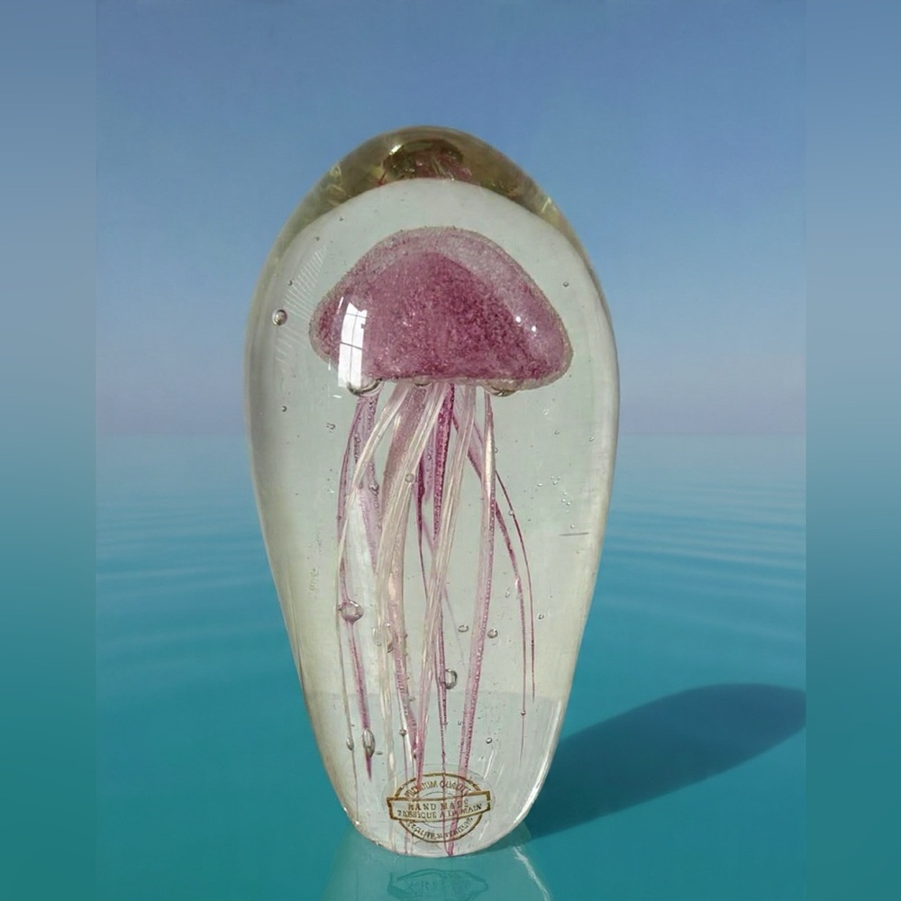 Handmade Pink Jellyfish Glass Sculpture